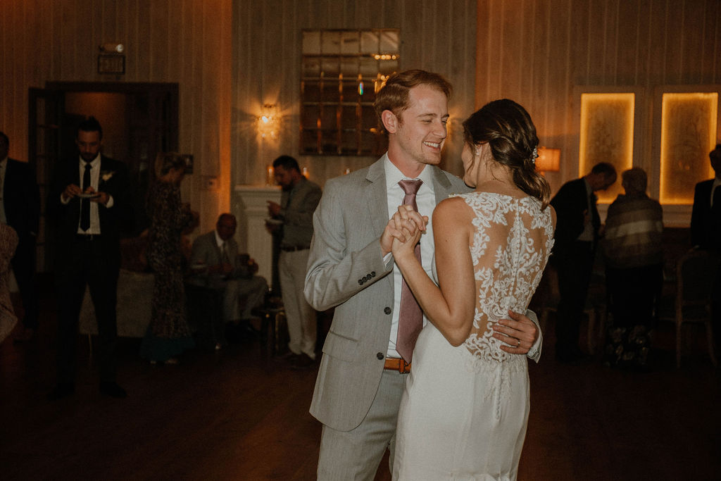 the bride and groom dancing at their California wedding venue