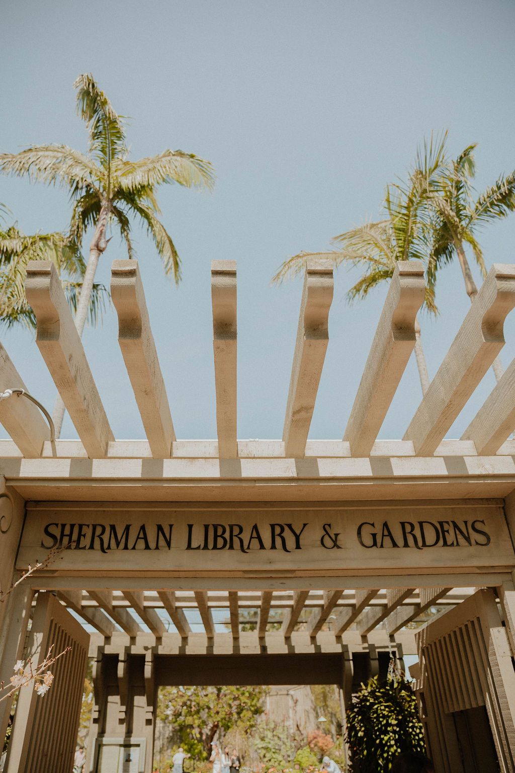 the entrance to the Sherman Gardens Library