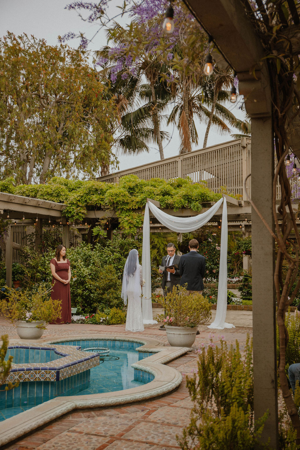 the view of the pool during the ceremony