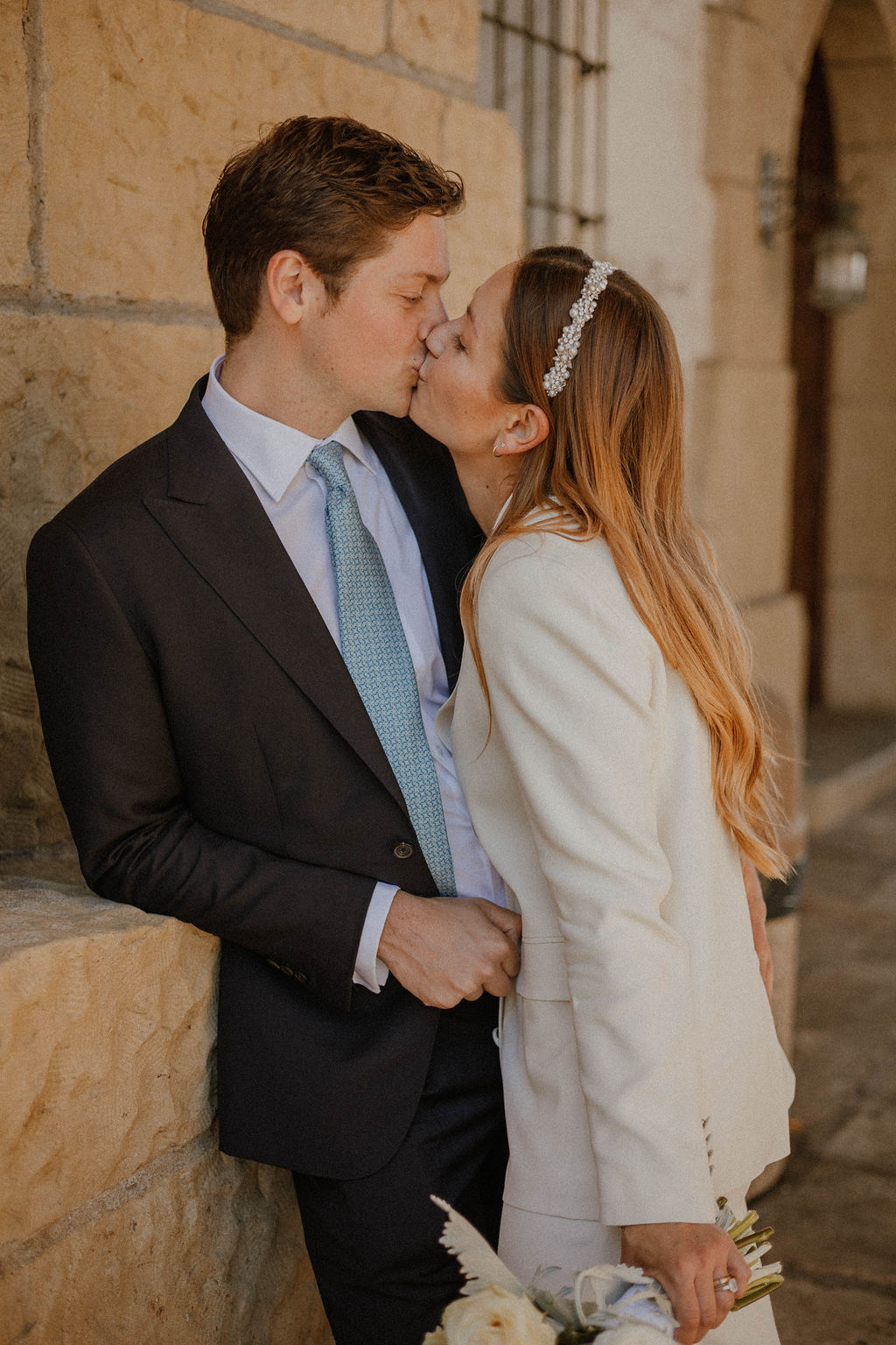 the couple kissing after their Santa Barbara Courthouse Wedding